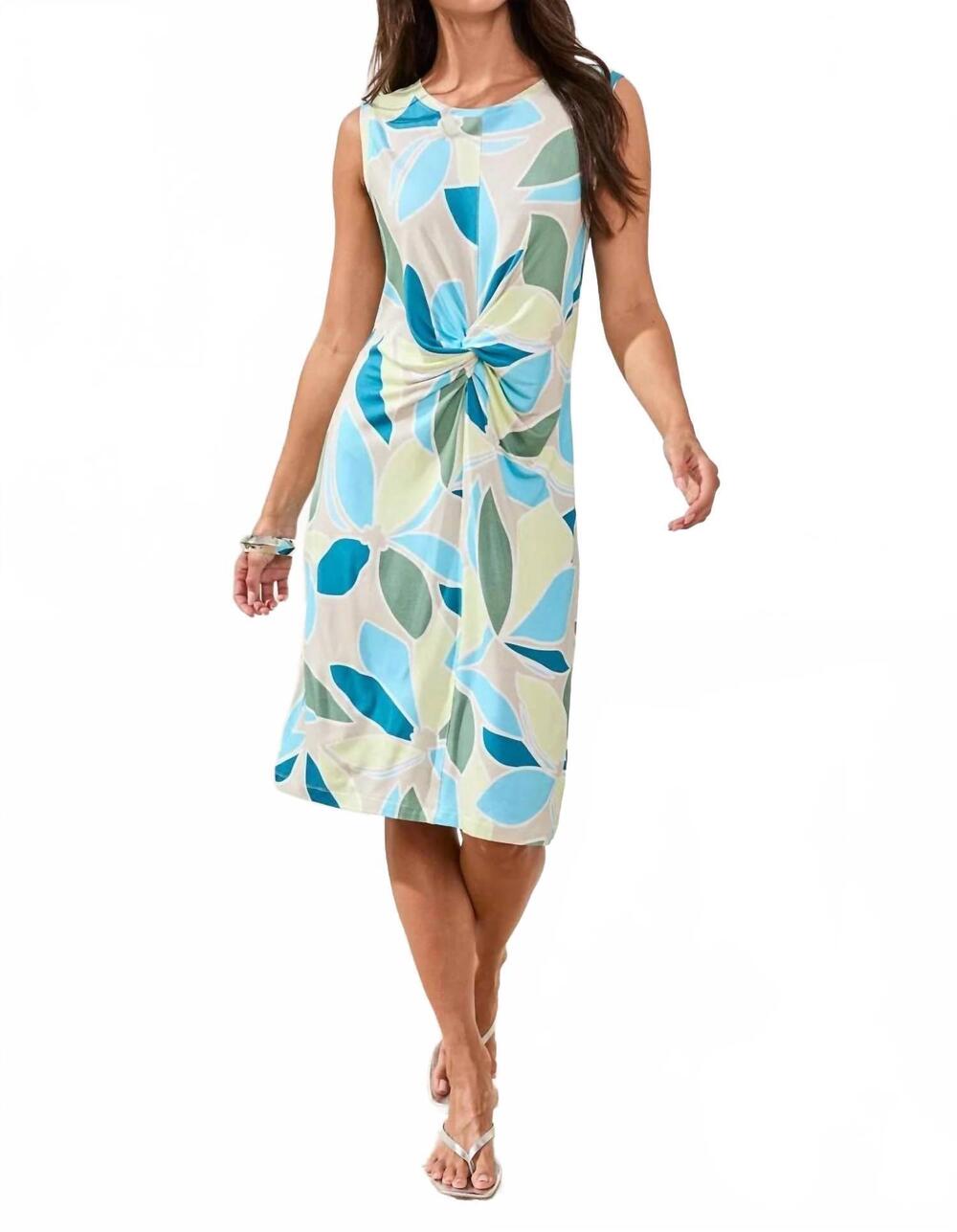 NEW TRIBAL twist front dress in aqua sky
